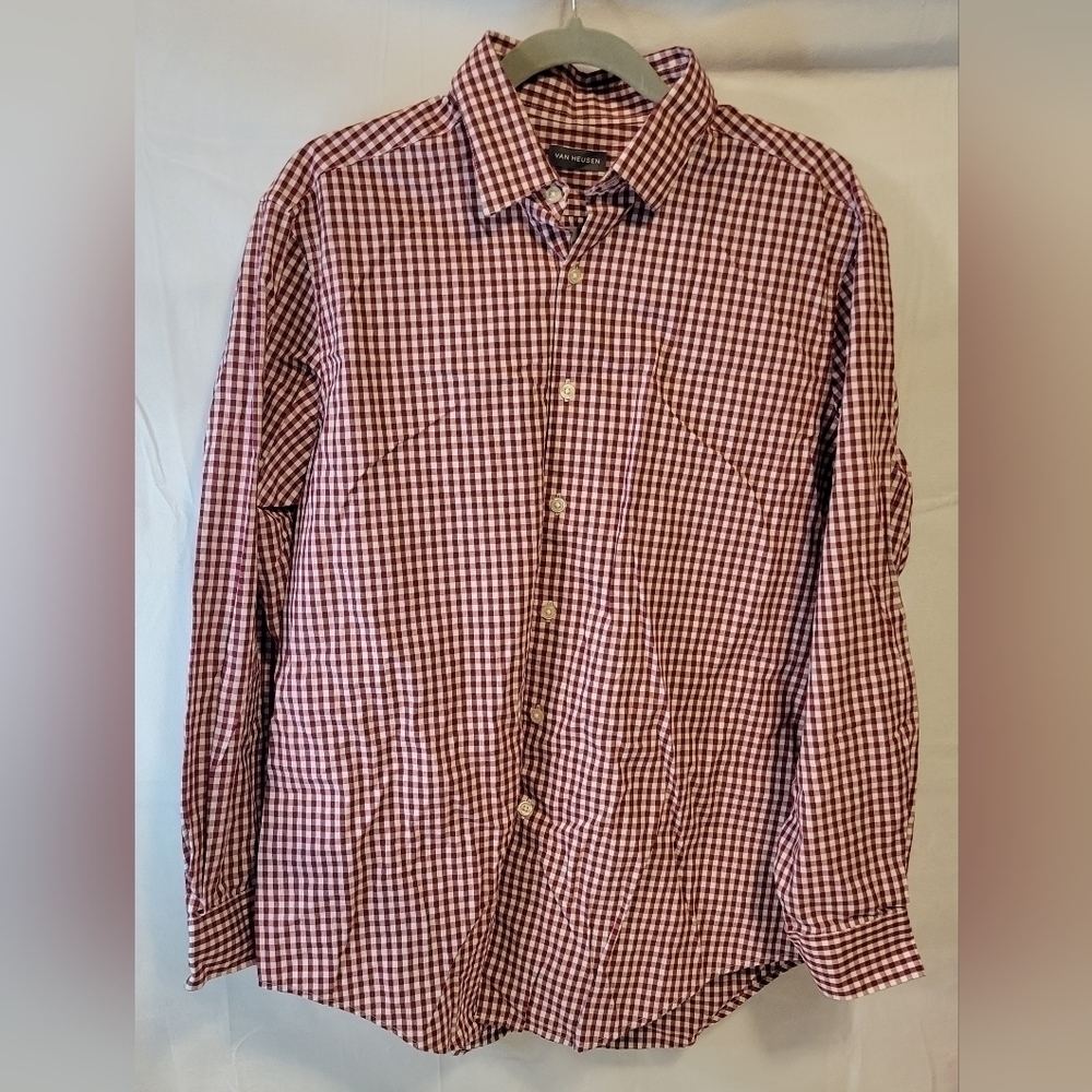 Van Heusen Red Checkered Button Down Shirt